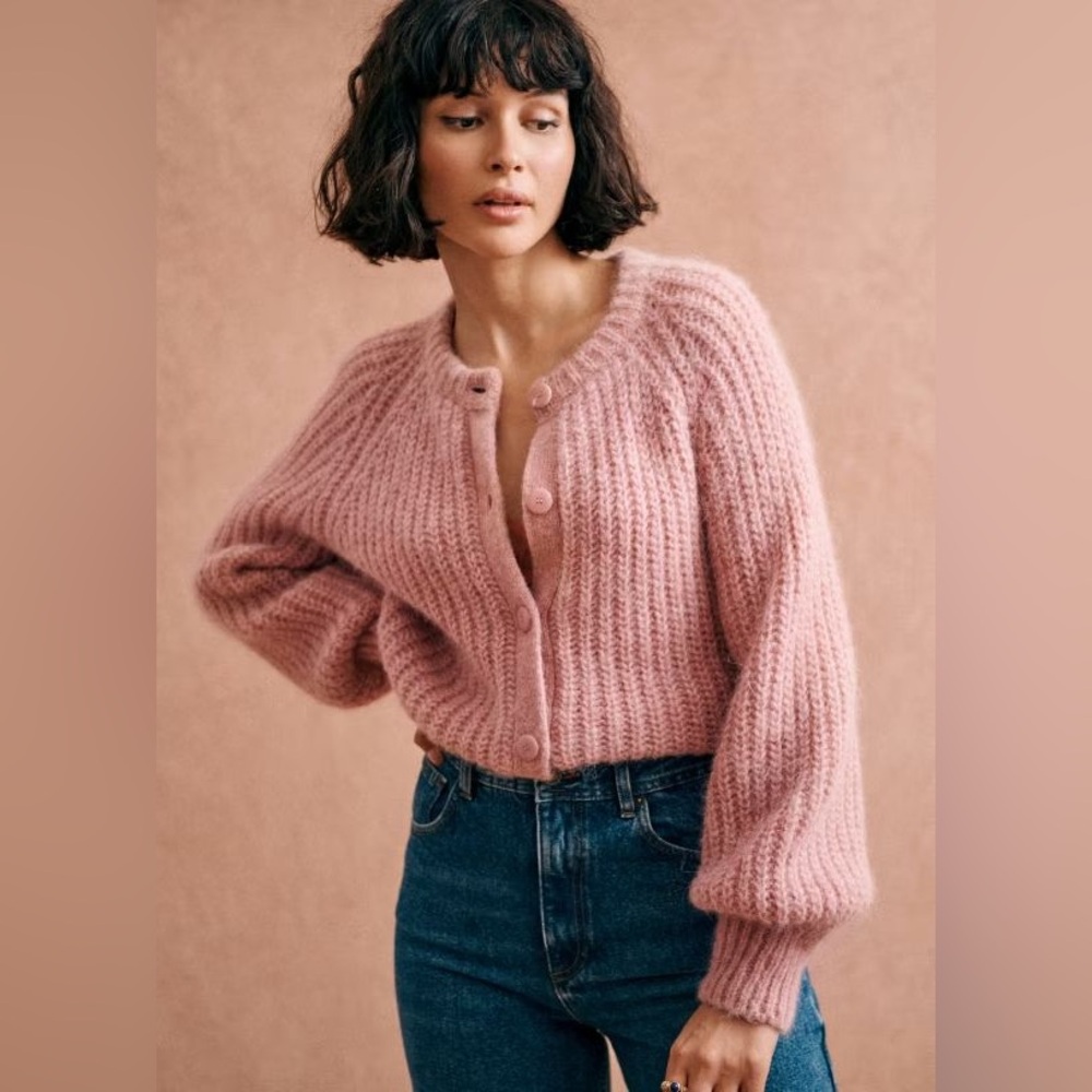 Sezane Emile Cardigan Mottled Pink *shrunk*